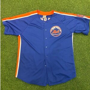 MLB Genuine Merchandise New York Mets Baseball Jersey Blue Orange Mens XL